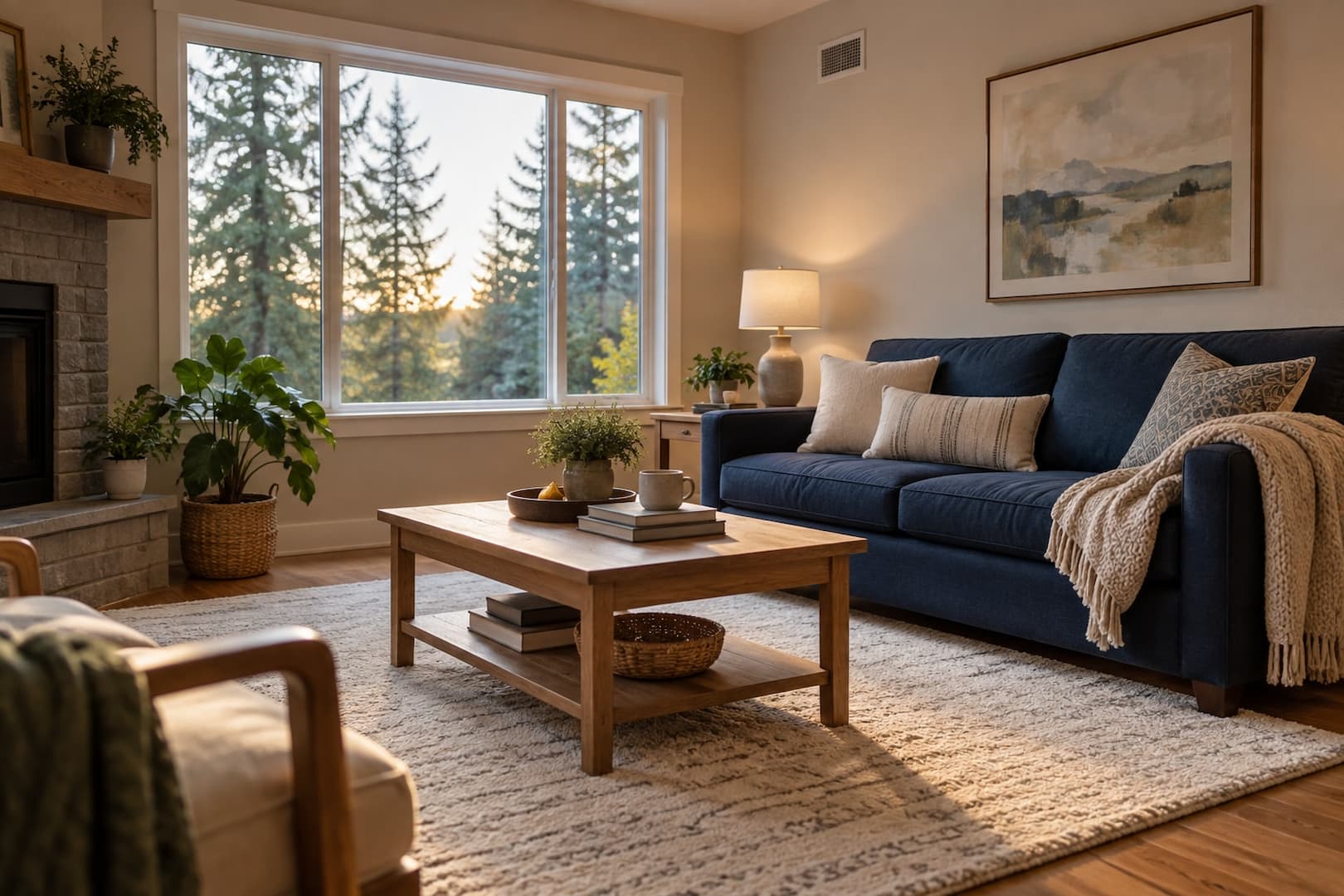 Comfortable living room with natural daylight and open space